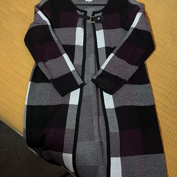 Ann Klein duster black purple check - Picture 4 of 5